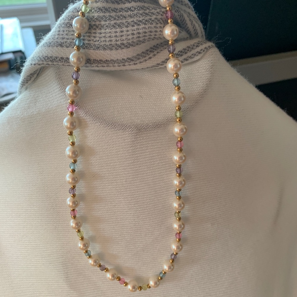 Pearl 16” necklace/bracelet Pastel color spacers.